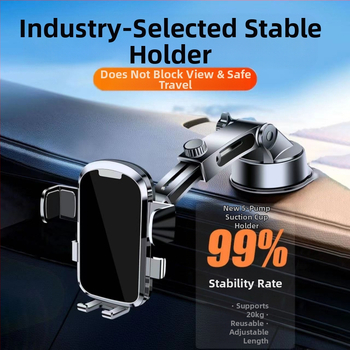 Универсален телескопичен държач за телефон в автомобил с вакуумна вендуза и монтаж на предното стъкло