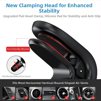Универсален държач за телефон в автомобил с клип за въздушен изход, поддръжка за навигация и магнитен метален държач