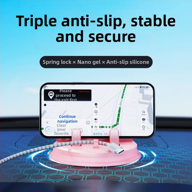 THIS IS SPRING Automobilio prietaisų skydelio telefono laikiklis su siurbtuko tvirtinimu, universalus, ABS+PC+TPE