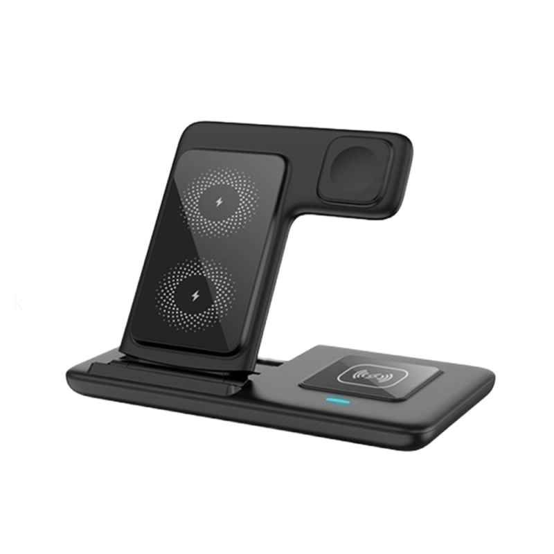 Belaidinė įkrovimo stalo laikiklis telefonui, sulankstomas, trys viename, magnetinis įkrovimas, greitas įkrovimas 15W
