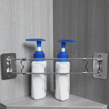 RV vonios kambario kampinio laikymo strypas, reguliuojamas nerūdijančio plieno strypas, kvadratinės formos, vieno lygio, blizgantis paviršius, apkrova 15 kg, modelis CG2033.