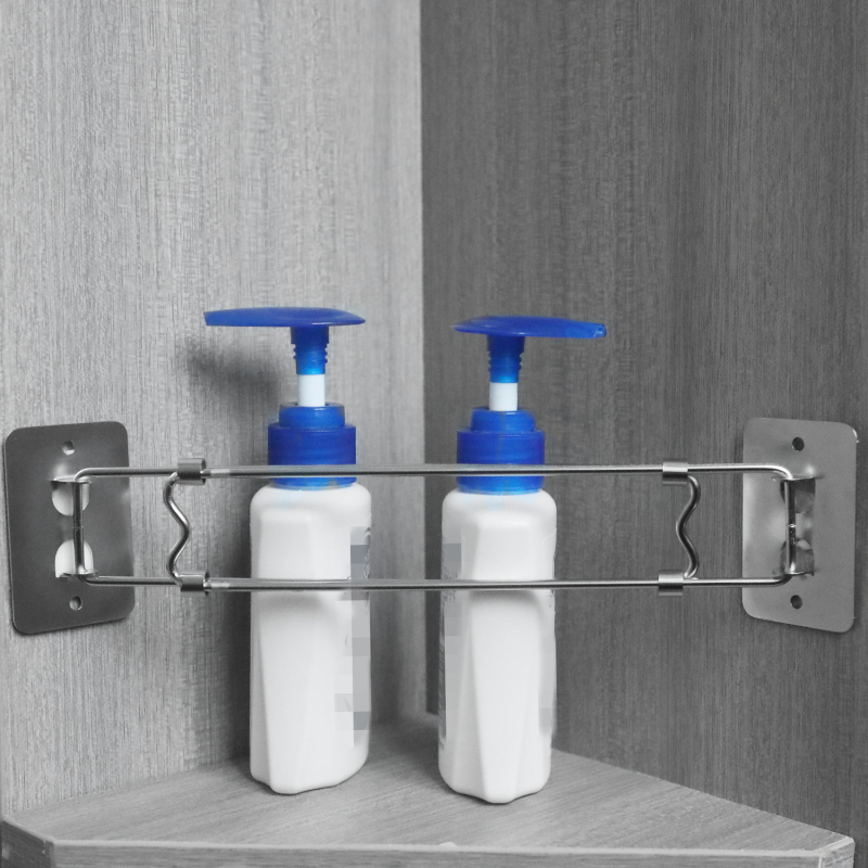 RV vonios kambario kampinio laikymo strypas, reguliuojamas nerūdijančio plieno strypas, kvadratinės formos, vieno lygio, blizgantis paviršius, apkrova 15 kg, modelis CG2033.