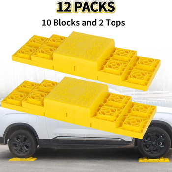 Set de 12 blocuri de nivelare pentru RV din HDPE, cu husă de transport, pentru caravane de camping (combinare 19p)