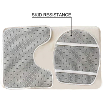 Σετ από 3 χαλιά μπάνιου φλοκινγκ: αντιολισθητικό contour χαλάκι, χαλάκι καπακιού τουαλέτας και απορροφητικό χαλάκι δαπέδου