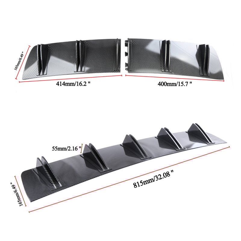 Galinis spoileris su dvejų pakopų difuzoriumi ir skirstomu deflektoriu važoms — ABS, Dtouch, modelis 6093#, 555 mm, 650 g, tinka daugumai modelių su mechanine pavarų dėže