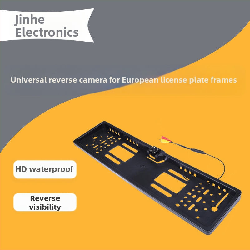 Automobilio vaizdo kamera su Europos numerio ženklo rėmeliu, 4 LED šviesos, atspari vandeniui galinė kamera, kampas 170°, raiška 720x460, 12V