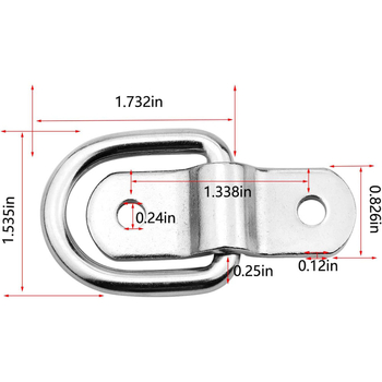 Железен D-образен пръстен за закрепване на товари – приемник за кука за ремък, максимална разрушителна сила 1200 lb