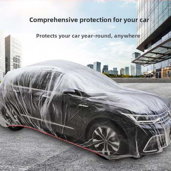 Vienkartinis automobilio dangtis universalus, UV apsauga, atsparus vandeniui ir dulėms, skaidrus plastikas, su gumos juosta, pritaikomas