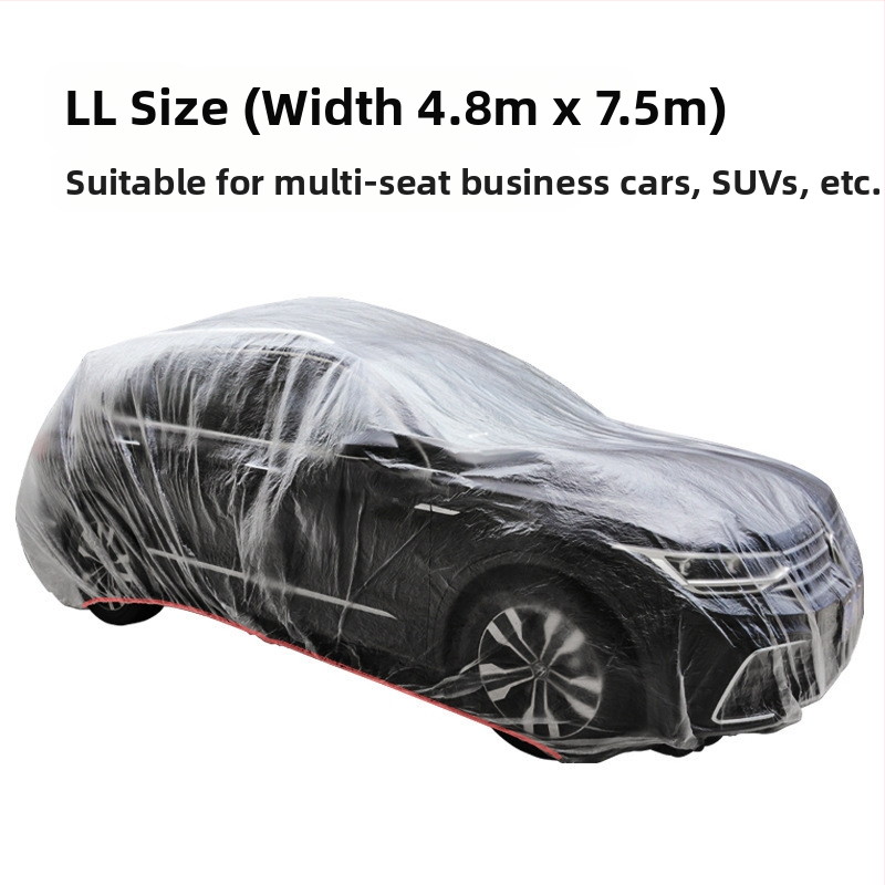 Vienkartinis automobilio dangtis universalus, UV apsauga, atsparus vandeniui ir dulėms, skaidrus plastikas, su gumos juosta, pritaikomas