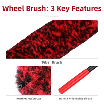 Automobilio rato hubo valymo šepetys pluoštas – trijų dalių komplektas, PU pluoštas, prekės ženklas Shili`s House, kodas Ah–jd–011