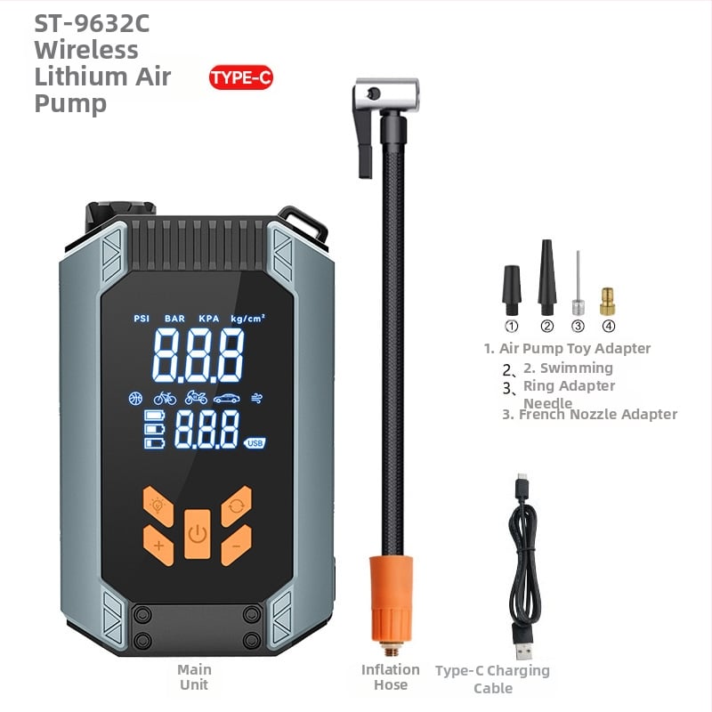 Automobilio užkūrimo įrenginys su įmontuotu oro pūtimo siurbliu ir USB įkrovimu, 14.8 V, 8 A, 30 L/min, Type-C įvestis