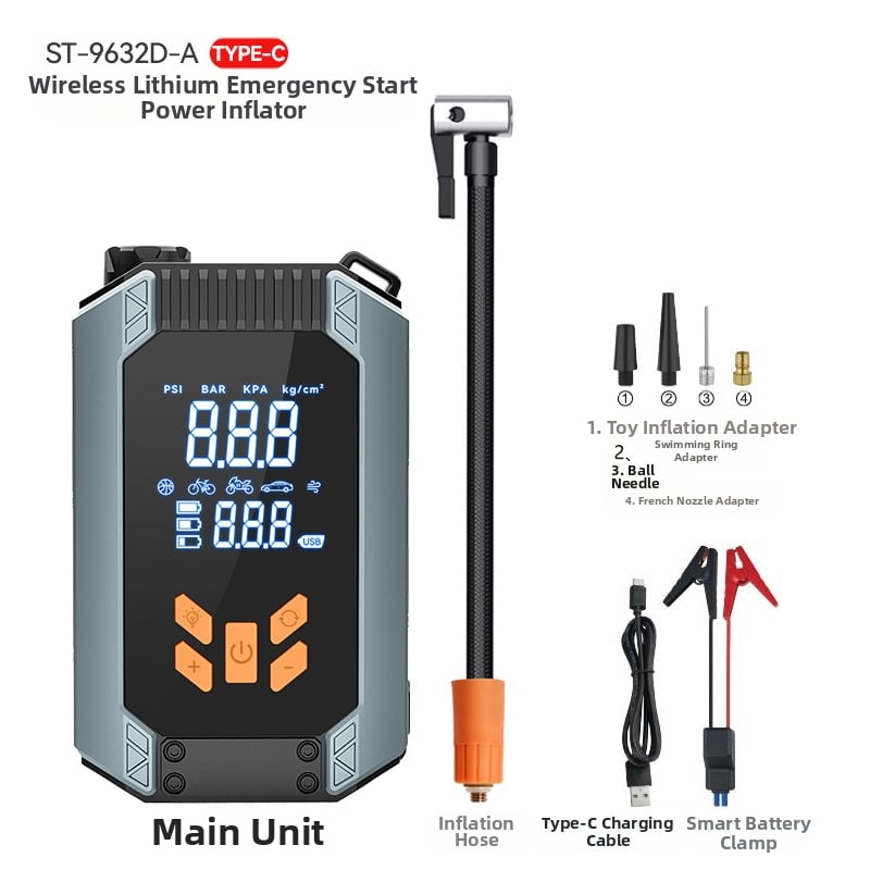 Automobilio užkūrimo įrenginys su įmontuotu oro pūtimo siurbliu ir USB įkrovimu, 14.8 V, 8 A, 30 L/min, Type-C įvestis