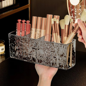 Θήκη αποθήκευσης επιτραπέζια με 4 διαμερίσματα, PET, στυλ ελαφριάς πολυτέλειας, χωρητικότητα 1 L, κατάλληλη για γραφική ύλη και καλλυντικά