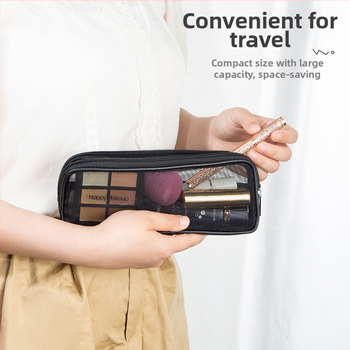 Τσαντάκι μακιγιάζ με διαφανές δίχτυ, αναπνεύσιμο και πολυλειτουργικό, από πολυεστέρα, για ταξίδια