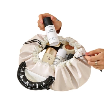 Τσάντα μακιγιάζ Han Shi Lazy Makeup Bag, PU υλικό, σχήμα τσάντας χεριού, πολυλειτουργική για ταξίδια, μοντέρνο στυλ απλότητας