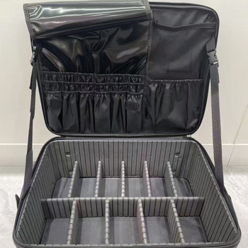 Profesionalus makiažo krepšys iš PU su deimantiniu siuvimu, užtrauktukas, universalūs ratai, didelė talpa