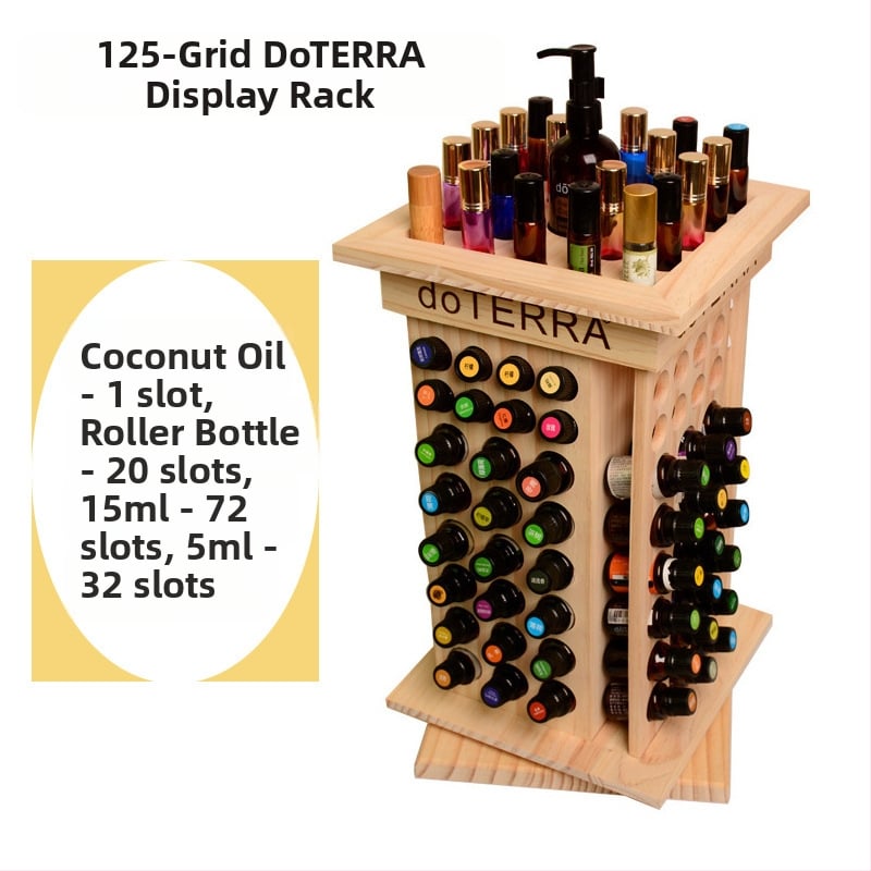 Koka 125 nodalījumu griezīgs ēterisko eļļu displejs, modelis SI1006, pielāgota apstrāde, logotipa drukāšana pieejama