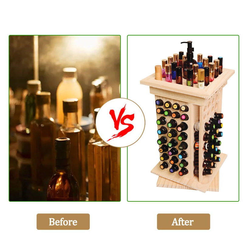 Koka 125 nodalījumu griezīgs ēterisko eļļu displejs, modelis SI1006, pielāgota apstrāde, logotipa drukāšana pieejama