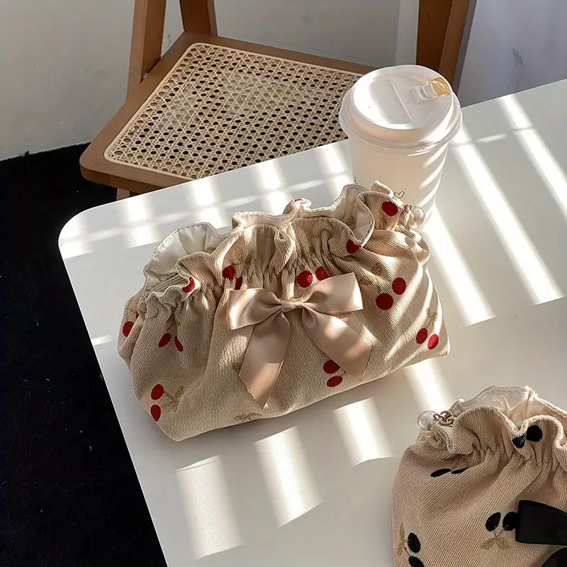 Kozmetička torbica, corduroy materijal, stil ručne torbe, model yt-53, višefunkcionalna; za putovanja i skladištenje šminke