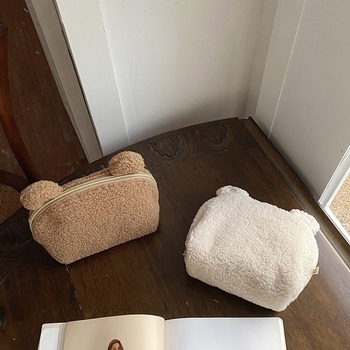 Τσαντάκι καλλυντικών από βελούδινο ύφασμα, κυβικό σχήμα, γλυκό cartoon στυλ, μοντέλο xx-85, για ταξίδια και οικιακή αποθήκευση