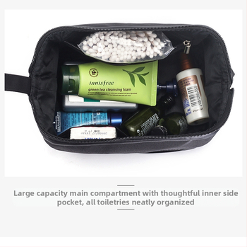 Мъжки несесер за пътуване за тоалетни принадлежности с разделение мокро/сухо, двуслоен нейлон, ципно затваряне, мека дръжка, вътрешен джоб с цип