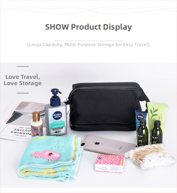 Мъжки несесер за пътуване за тоалетни принадлежности с разделение мокро/сухо, двуслоен нейлон, ципно затваряне, мека дръжка, вътрешен джоб с цип