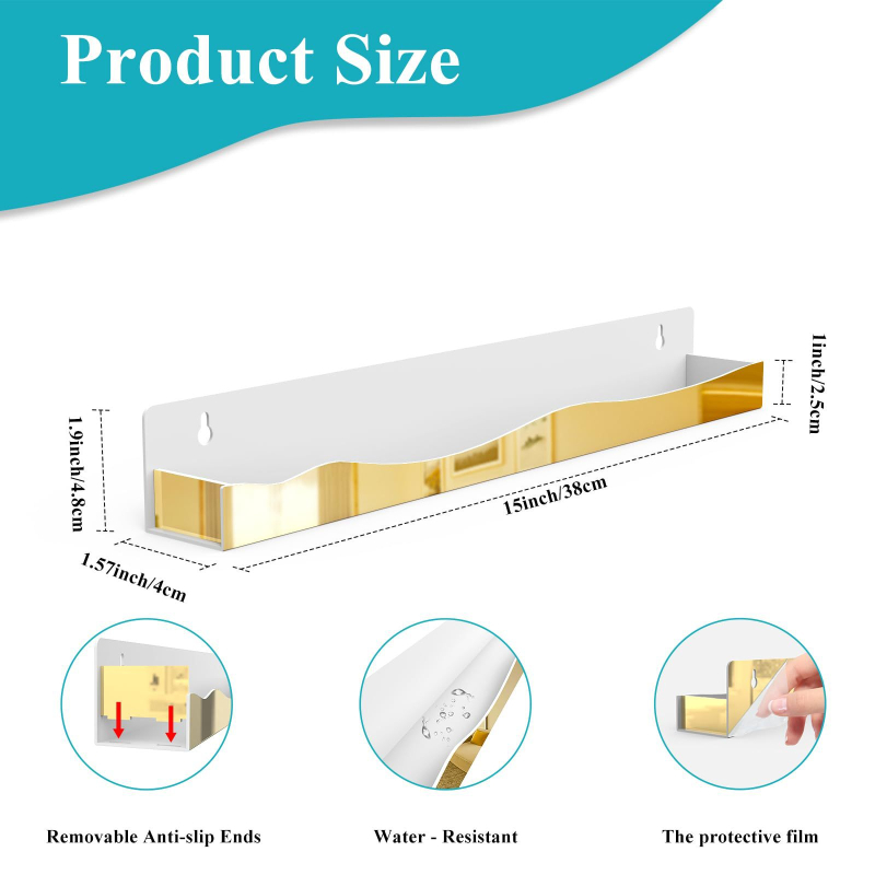 Raft acrilic montat pe perete – unic etaj, multifuncțional, rezistent la umiditate; pentru machiaj, lac de unghii, ochelari și uleiuri esențiale