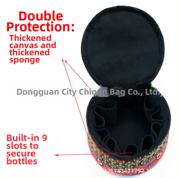 Кръгъл платнен органайзер за етерични масла с печатен дизайн – подходящ за множество бутилки, за пътуване и домашна употреба.