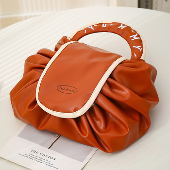 Дамски преносим несесер за грим за пътуване — PU материал, водоустойчив, ултралек, разширяем, полиестрова подплата