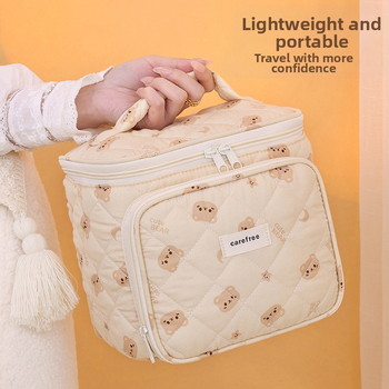 Козметична чанта с раздели за съхранение, ултралека полиестерна, животински принт, унисекс, зима 2024.