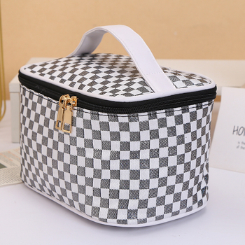 Козметична чанта с леопардов принт, ултралека, разширяема, голям капацитет, полиестер с PU подплата за ежедневна употреба