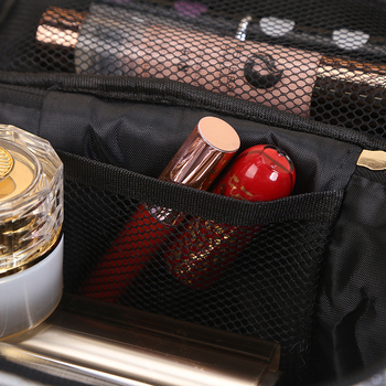 Козметична чанта с леопардов принт, ултралека, разширяема, голям капацитет, полиестер с PU подплата за ежедневна употреба