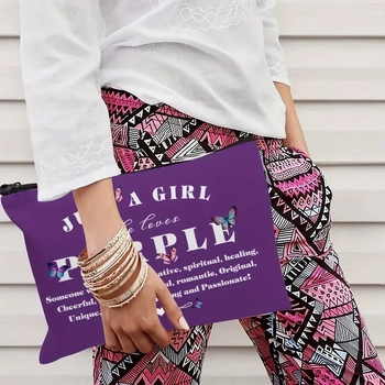 Козметична чанта от платно с двустранен принт на пеперуди, цип, дишаща и водоустойчива, за ежедневна употреба, унисекс