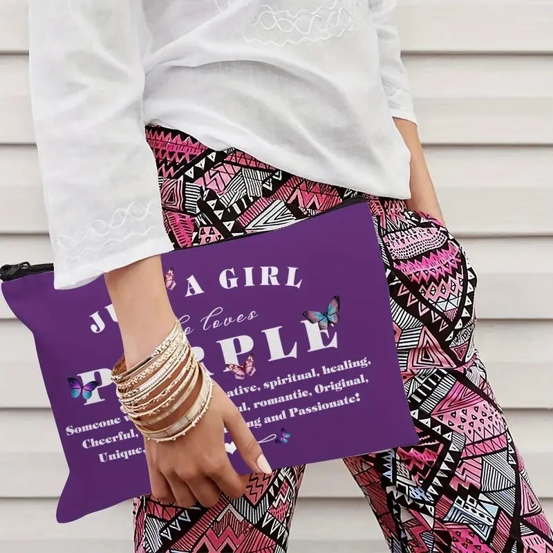 Geantă de machiaj din pânză cu imprimare dublă cu fluturi, închidere cu fermoar, respirabilă și impermeabilă, pentru uz zilnic, unisex