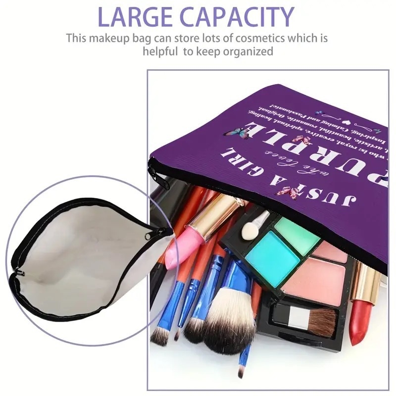 Geantă de machiaj din pânză cu imprimare dublă cu fluturi, închidere cu fermoar, respirabilă și impermeabilă, pentru uz zilnic, unisex