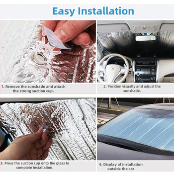 Αντηλιακή κουρτίνα αυτοκινήτου για το εμπρόσθιο παρμπρίζ, παγκοσμίως συμβατή, ριγέ μοτίβο, απλός στυλ, αλουμινόφυλλο, εγκατάσταση με βεντούζα