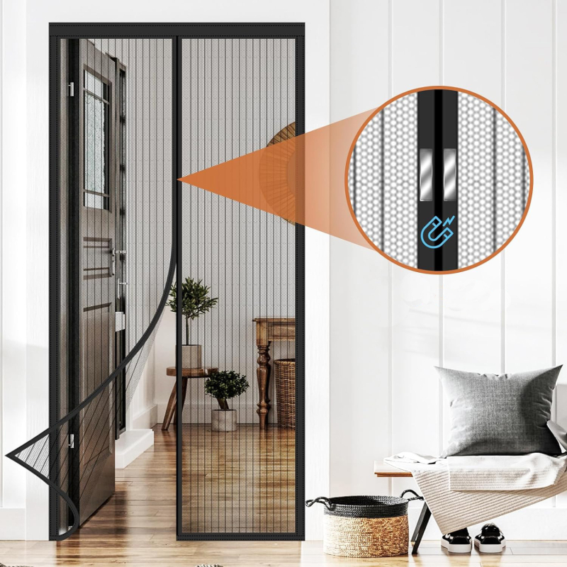 Magnetinė plona gauzė durų užuolaidė; poliesteris; anti-mosquito; tinkama svetainei, miegamajam ir balkonui; stilius modernus paprastumas; prekės ženklas yononet.