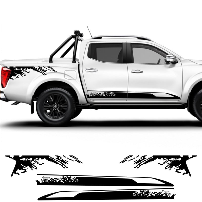 NP300 Navara Decal pentru ușile laterale - Personalizare disponibilă, stil noroi, material: decal auto