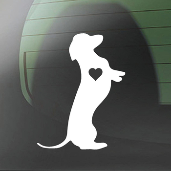 Autocolant adeziv pentru mașină cu dachshund – decali cu text; material: autocolant; montaj: lipire; mărci private autorizate: Da