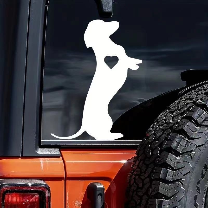 Autocolant adeziv pentru mașină cu dachshund – decali cu text; material: autocolant; montaj: lipire; mărci private autorizate: Da