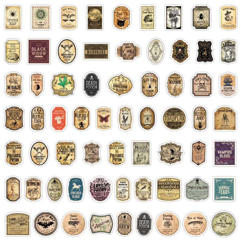 Nordic стил водоустойчиви стикери за етикети с графити на напитки — DIY комплект 60 броя за скейтборд, бутилка за вода и багаж; HD печат