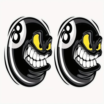 Αυτοκόλλητο αυτοκινήτου – σχέδιο σε στυλ 8-ball, αδιάβροχο βινύλιο PVC, παγκόσμια εφαρμογή, δυνατότητα προσαρμογής, εκτύπωση λογότυπου