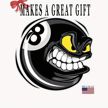 Αυτοκόλλητο αυτοκινήτου – σχέδιο σε στυλ 8-ball, αδιάβροχο βινύλιο PVC, παγκόσμια εφαρμογή, δυνατότητα προσαρμογής, εκτύπωση λογότυπου