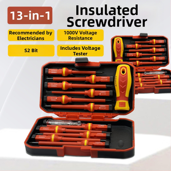 13 τεμάχια σετ μονωμένων κατσαβιδιών με κεφαλές Phillips και ίσια, μαγνητικά, χρωμιοβάνδιο ατσάλι