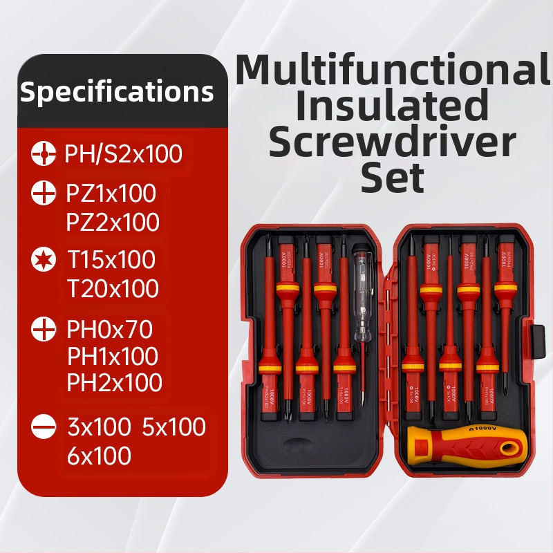 13 τεμάχια σετ μονωμένων κατσαβιδιών με κεφαλές Phillips και ίσια, μαγνητικά, χρωμιοβάνδιο ατσάλι