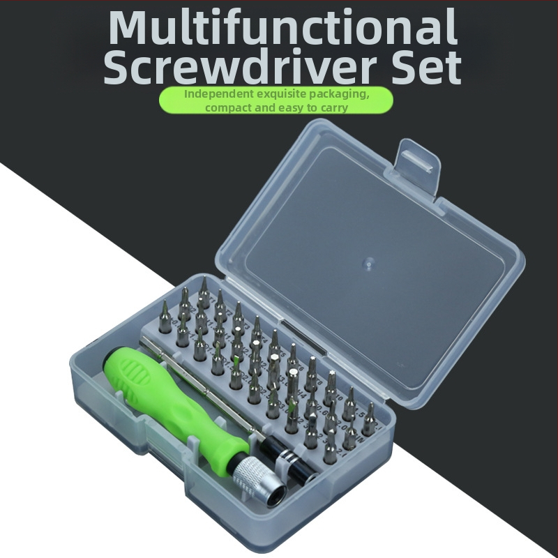 32-в-1 мултифункционален прецизен комплект отвертки за мобилни телефони, Cr_V хромванадий, магнитни върхове, дръжка PP+TPR, кръстовиден връх