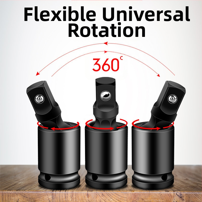 Универсален шарнирен адаптер за гнезда за пневматичен/електрически гайковерт, въртене 360°; материал: хромомолибденова стомана; покритие: хромово покритие; тегло: 170; марка: Other