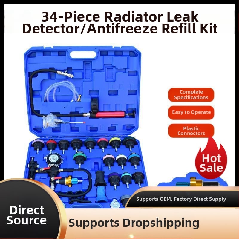 Orika trusă de scule din plastic pentru radiator: manometru pentru radiator, detector de scurgeri, dispozitiv de testare, mașină de înlocuire a antigelului și umplător