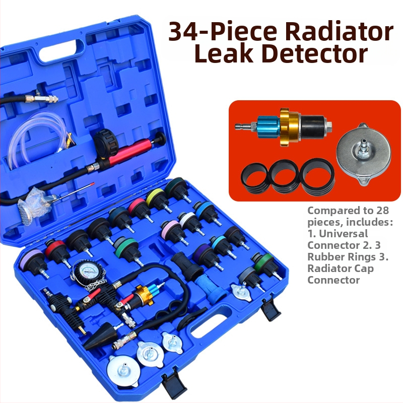 Orika trusă de scule din plastic pentru radiator: manometru pentru radiator, detector de scurgeri, dispozitiv de testare, mașină de înlocuire a antigelului și umplător