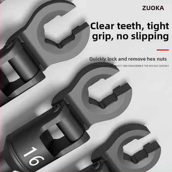 Univerzalni ključ za uljnu cijev s fleksibilnom glavom i otvorom za auto popravak; čelik Cr-V, fosfatni premaz, težina 2.0 kg